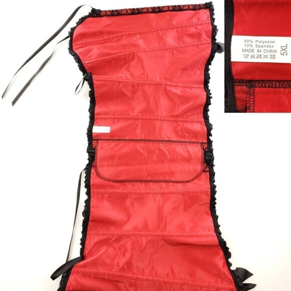 Red Black Corset Floral Lace Bows Boudoir Burlesque Lingerie Plus Size 5XL - Picture 4 of 12